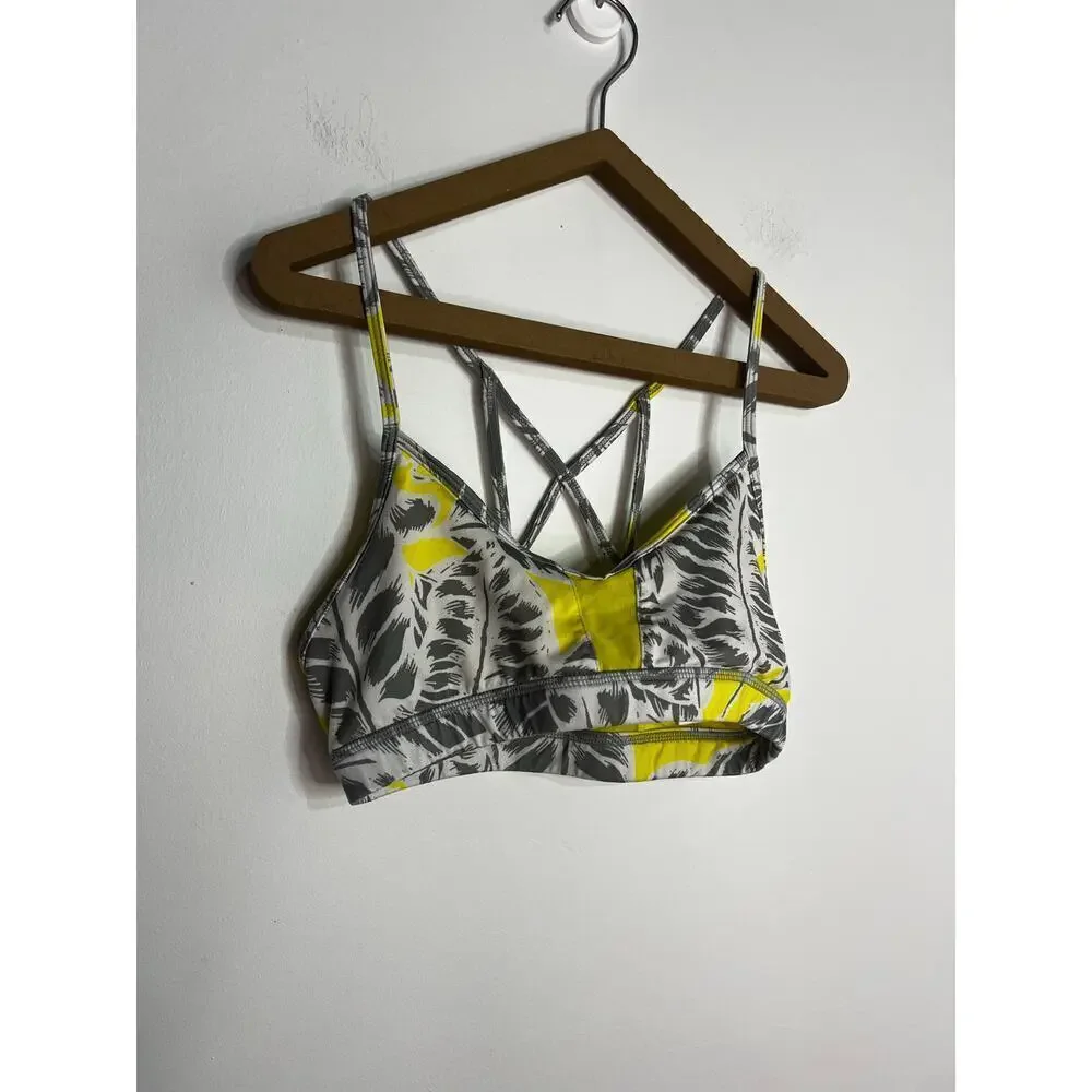 Alo Yoga Goddess Bra in Grey, White and Yellow Size Small